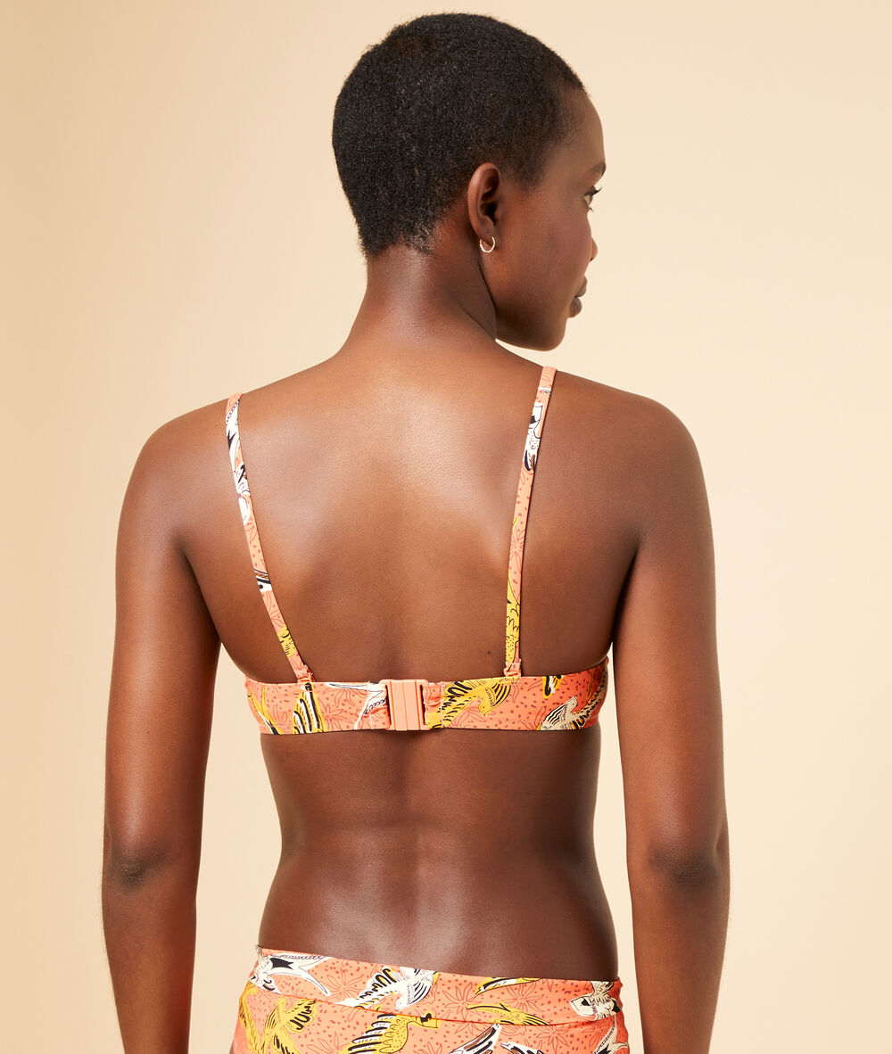 Sujetador bikini push up, copa b coral.