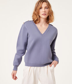 Jersey escote en V, botones decorativos