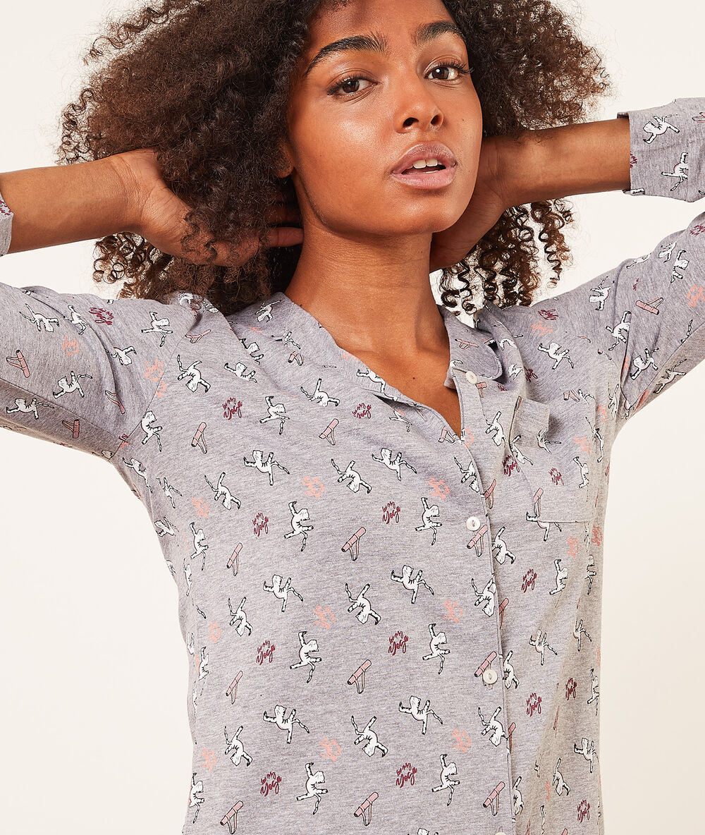 Camisón manga larga estampado c.gris.