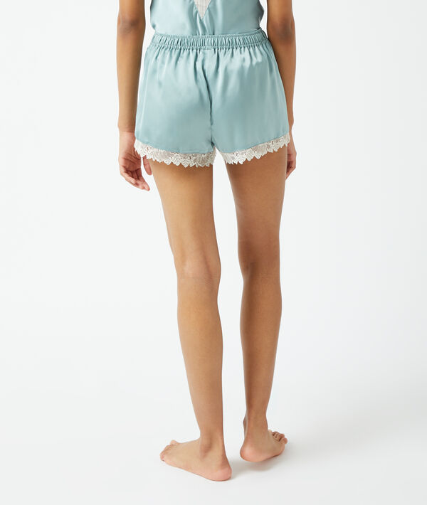 Pantalón corto de encaje y satén Pantalón corto de encaje y satén;${refinementColor}