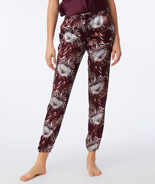 Pantalón largo de satén estampado floral Pantalón largo de satén estampado floral