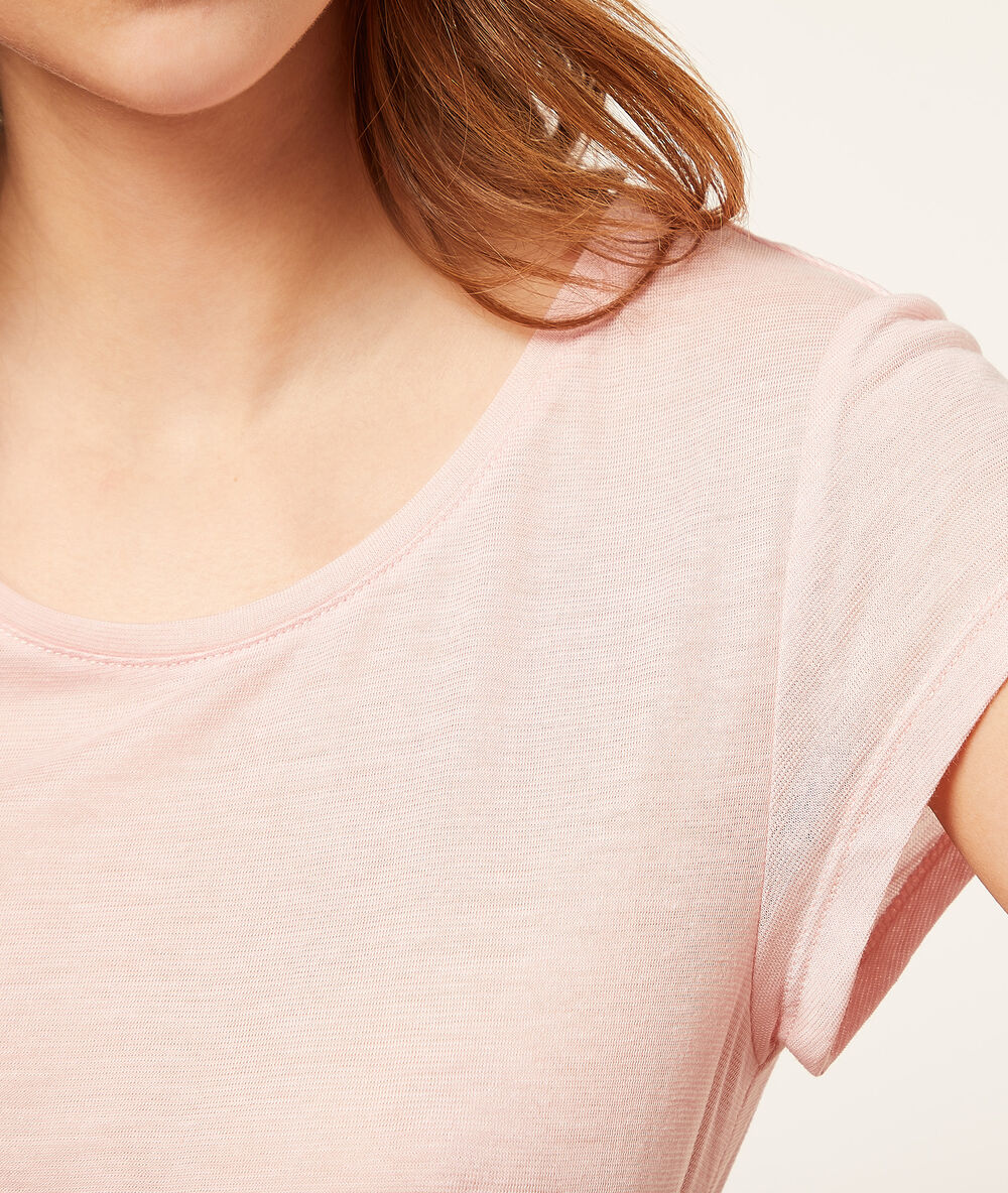 Camisón de viscosa, motivos de encaje rosa pálido.