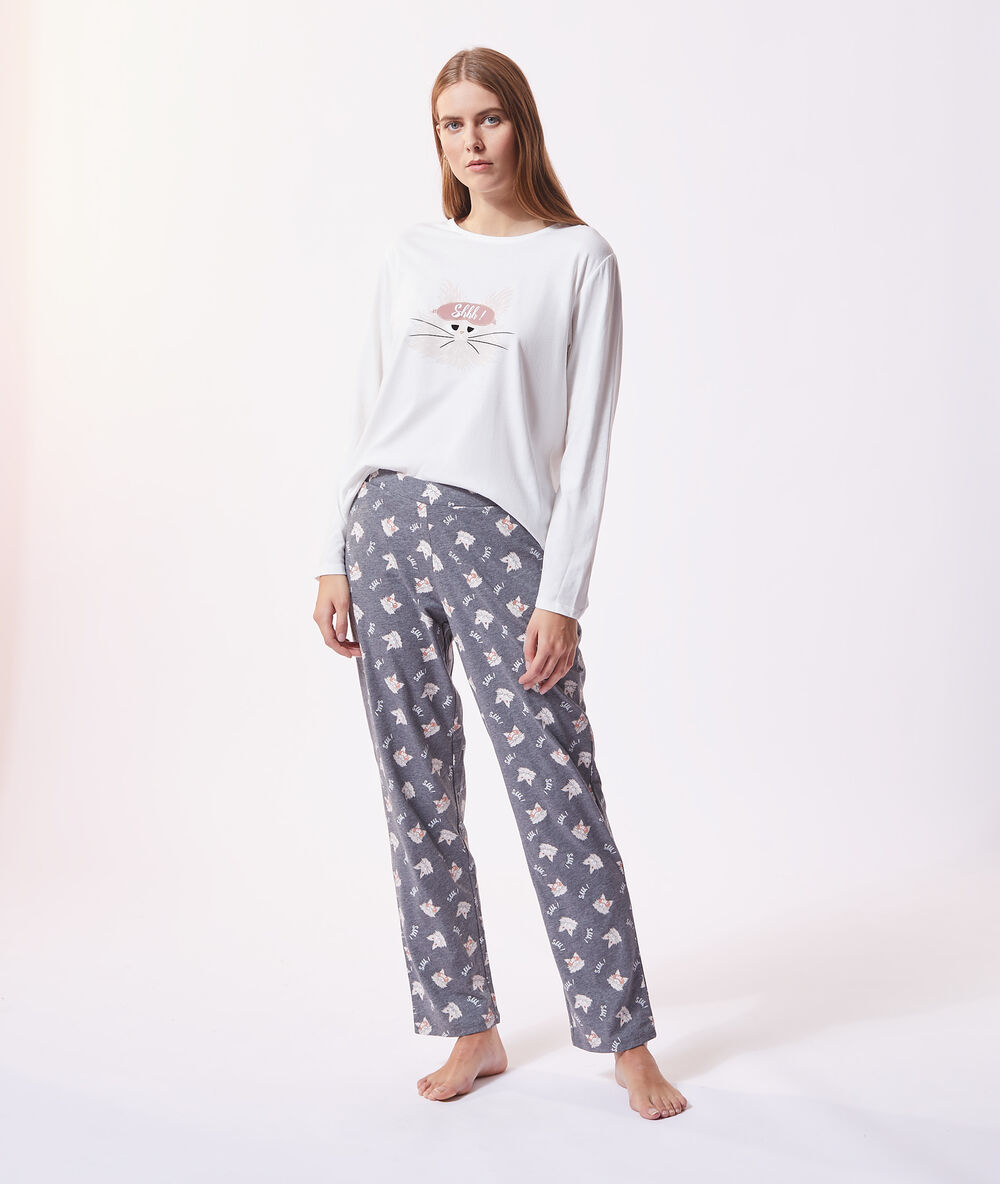 Pijama 3 piezas 'shhh' antracita.