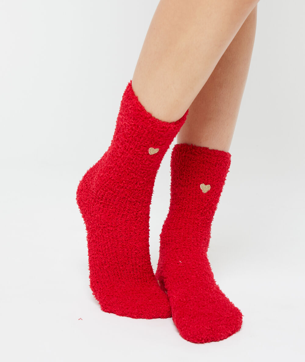 Calcetines homewear rojo.