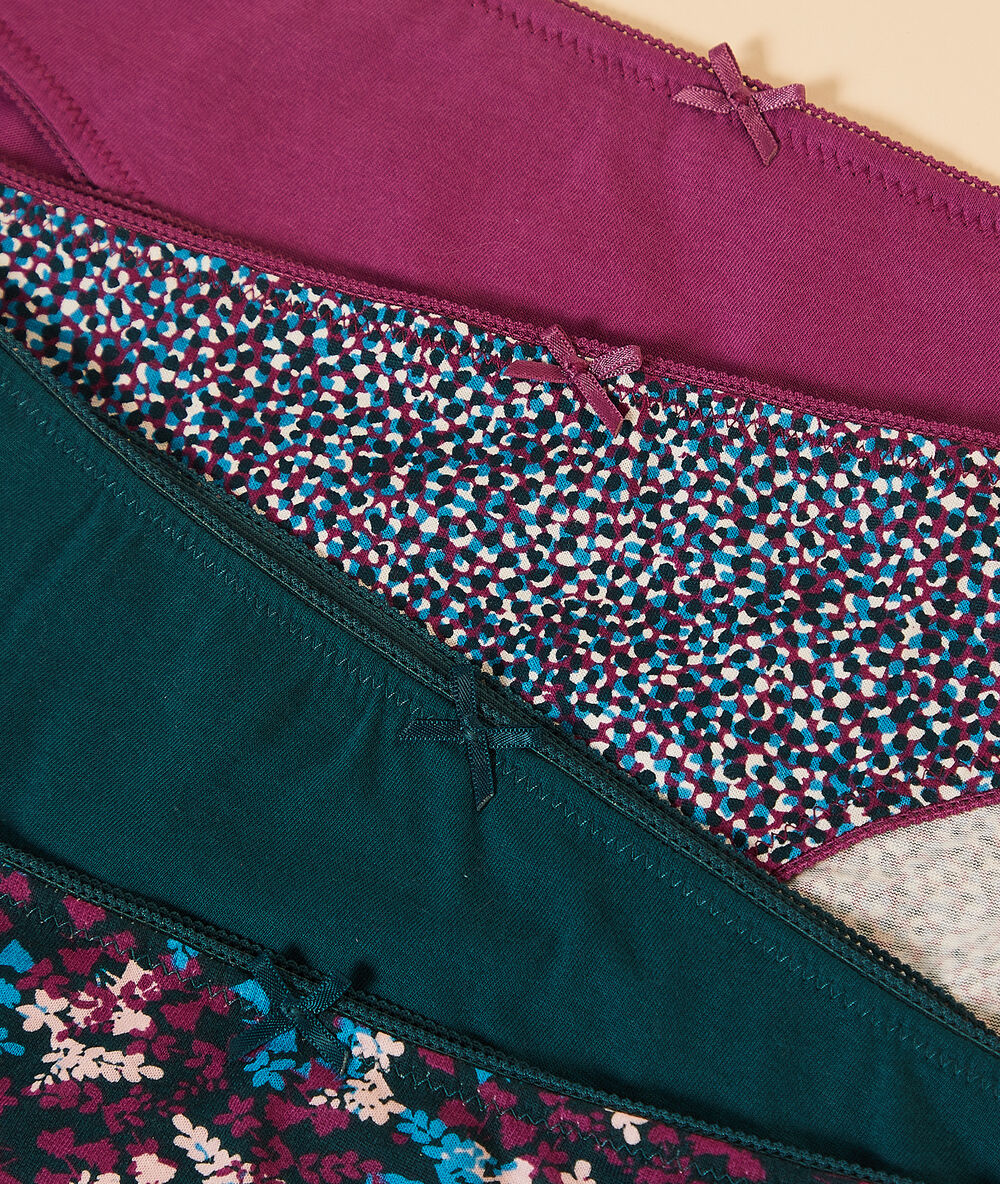 Lote de 4 braguitas estampadas ciruela.