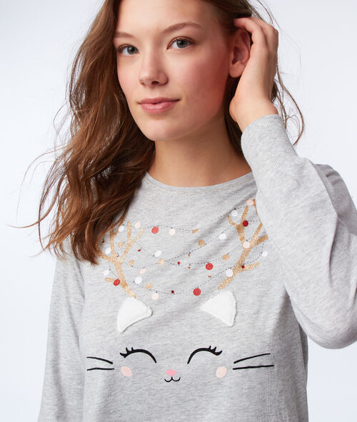 Camiseta manga larga estampado gato Camiseta manga larga estampado gato