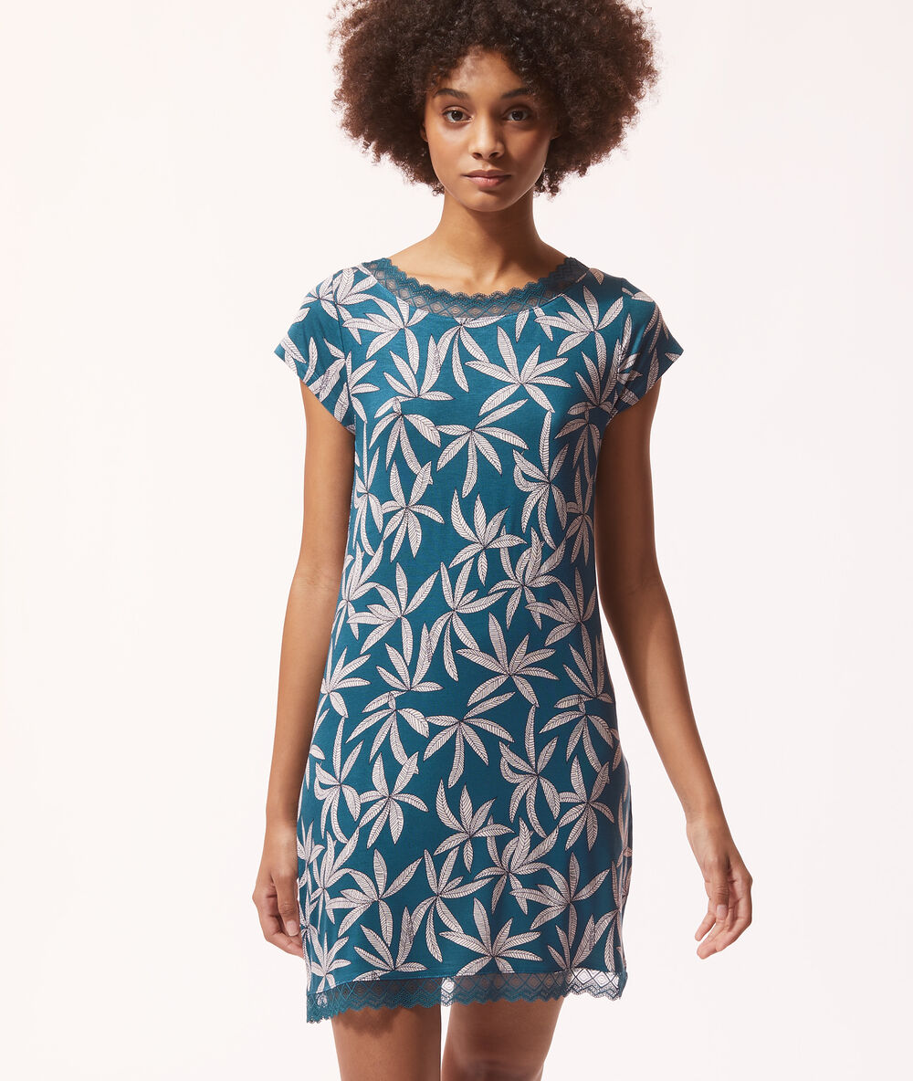 Camisón estampado turquesa.