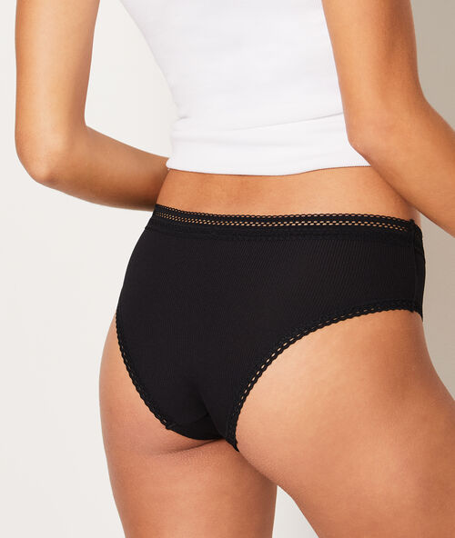 Culote de microfibra motivos de encaje negro.
