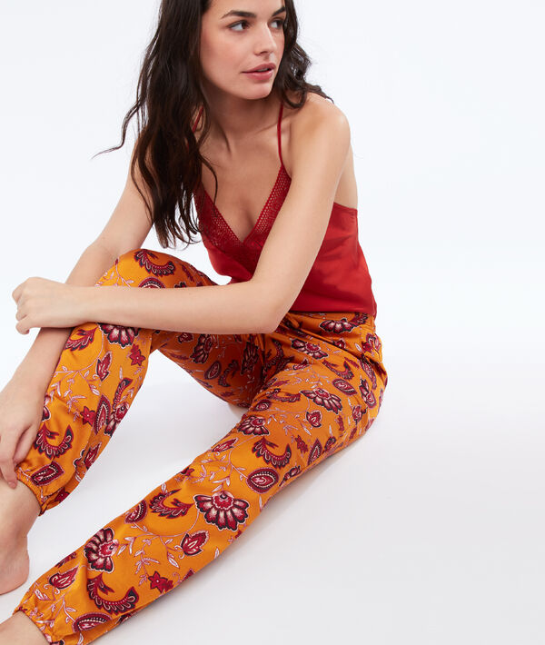 Pantalón satén estampado cachemira Pantalón satén estampado cachemira