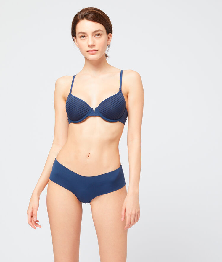Braguita de microfibra, dos texturas azul marino.