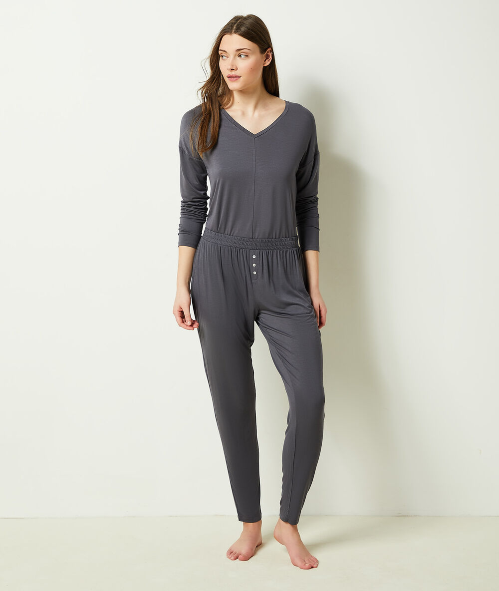 Pantalón pijama liso antracita.