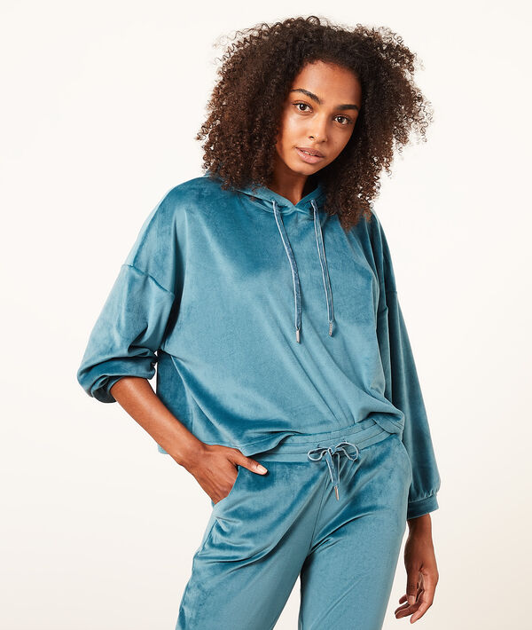 Sudadera con capucha de terciopelo Sudadera con capucha de terciopelo;${refinementColor}