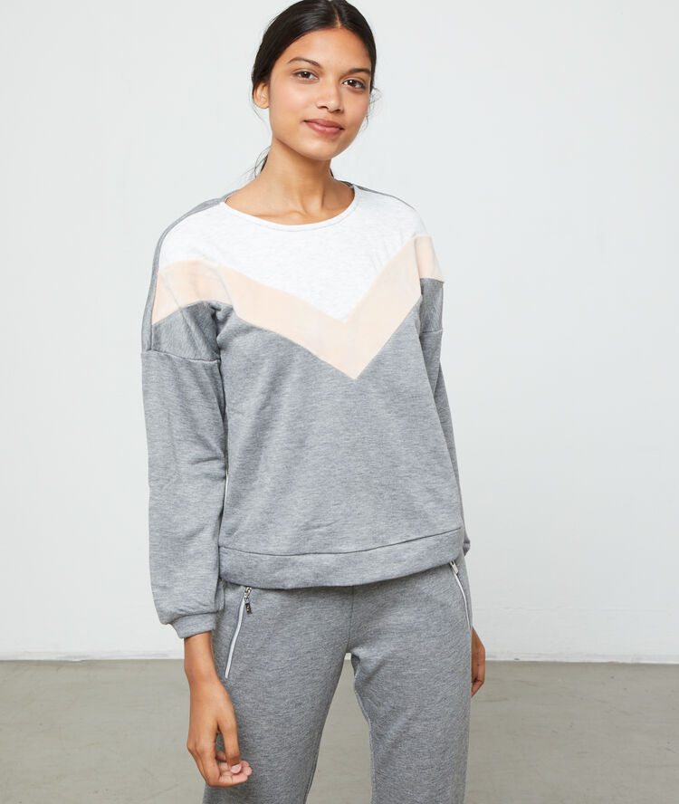 Sudadera homewear detalles gráficos c.gris.