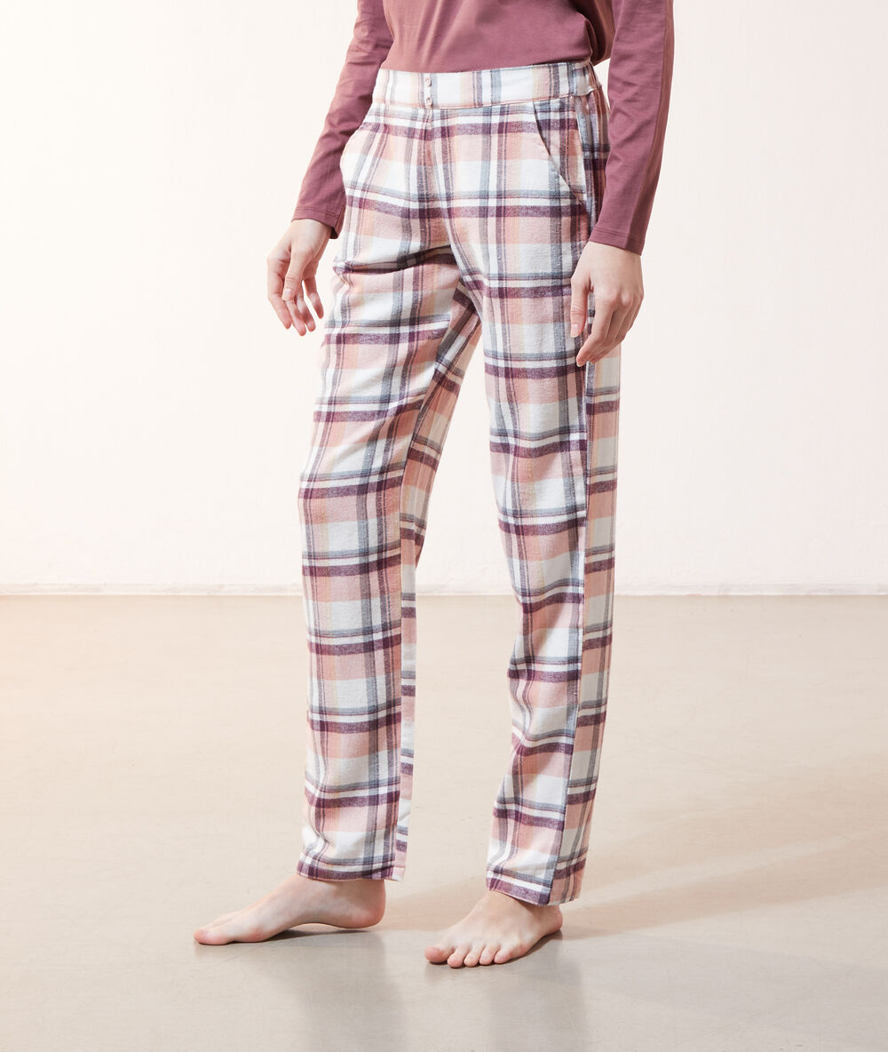 Pantalón estampado de cuadros violet.