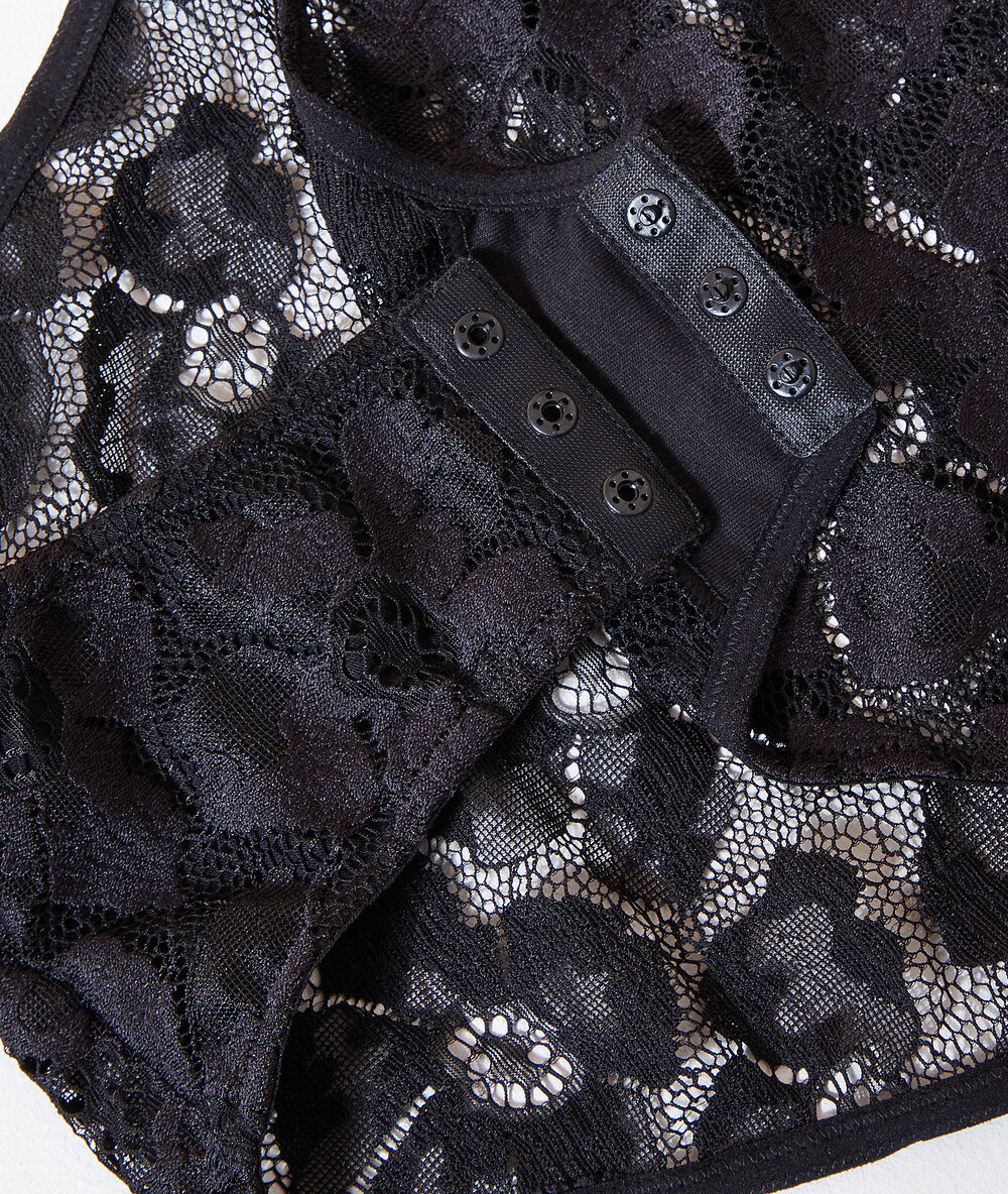 Body dentelle décolleté dos noir.