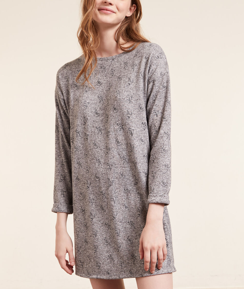 Camisón manga larga estampado c.gris.