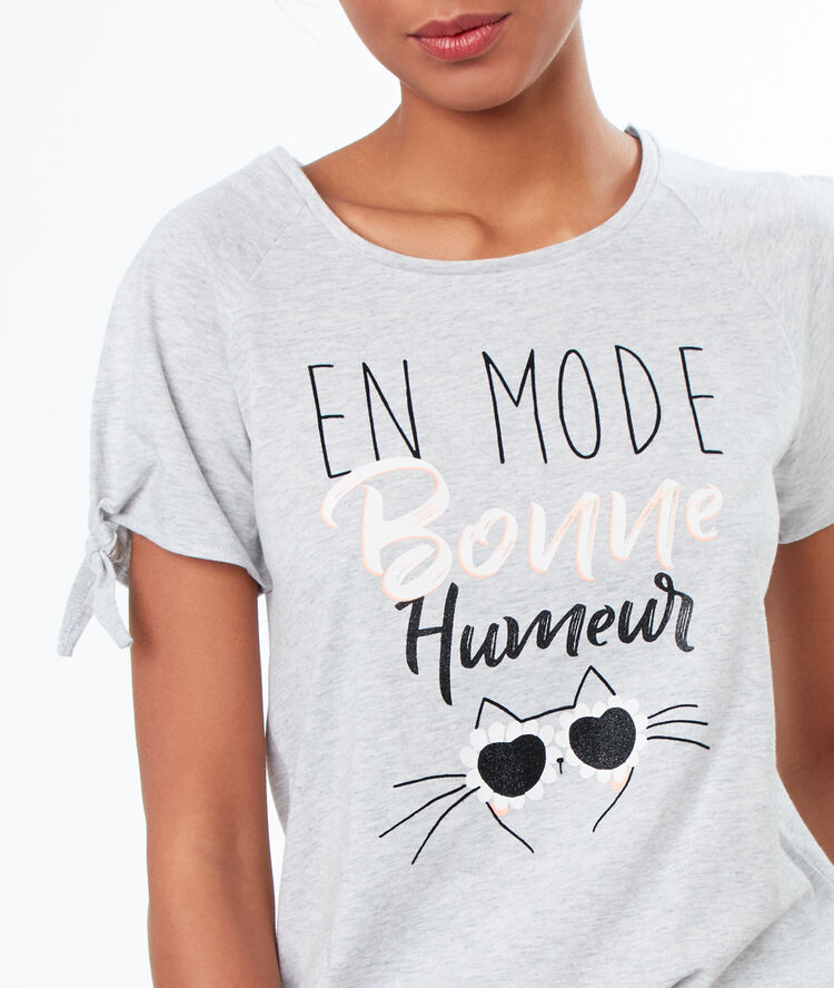 Camiseta manga corta gato c.gris.