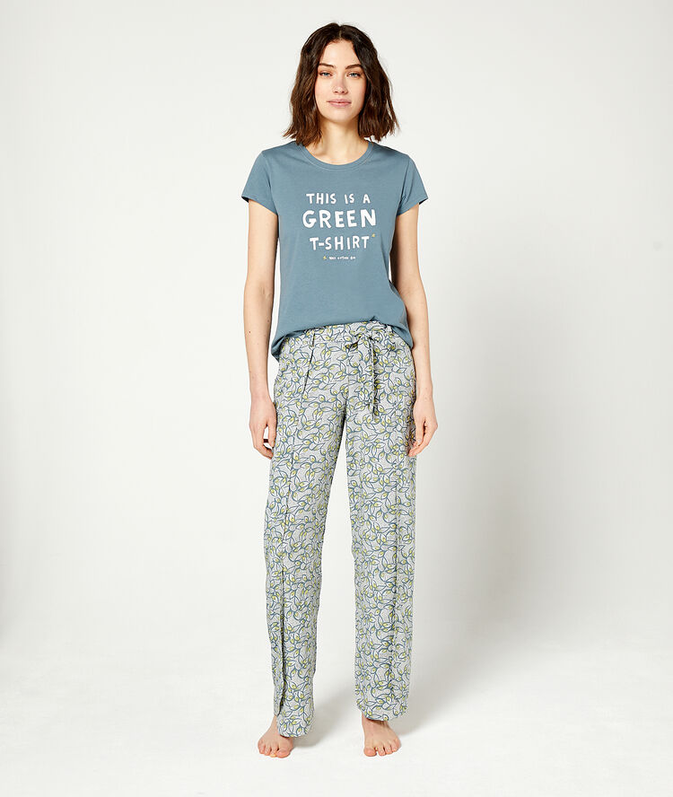 Pantalón estampado hojas caqui.