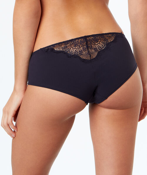 Culote de encaje y microfibra antracita.
