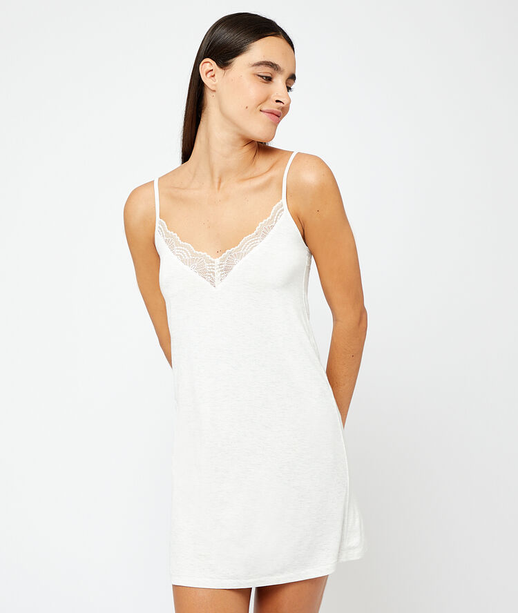 Camisón escotado de viscosa c.gris.