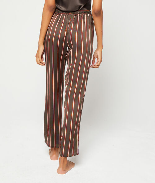Pantalón de satén estampado de rayas Pantalón de satén estampado de rayas