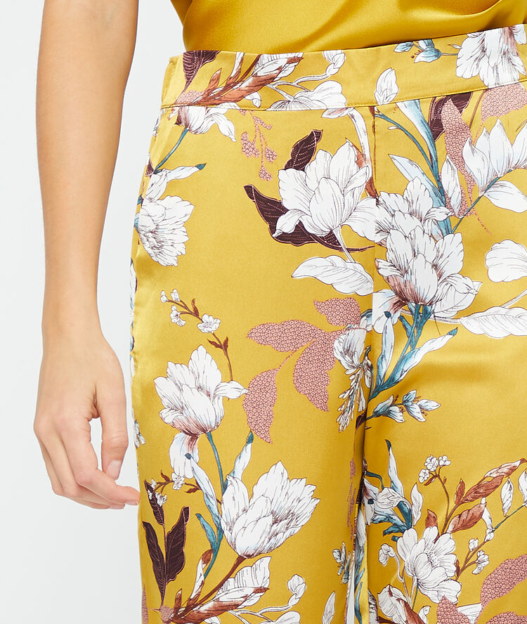 Pantalón ancho de satén anís.