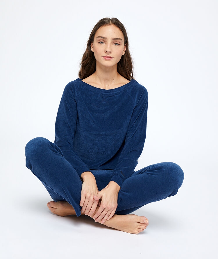 Camiseta manga larga loungewear índigo.