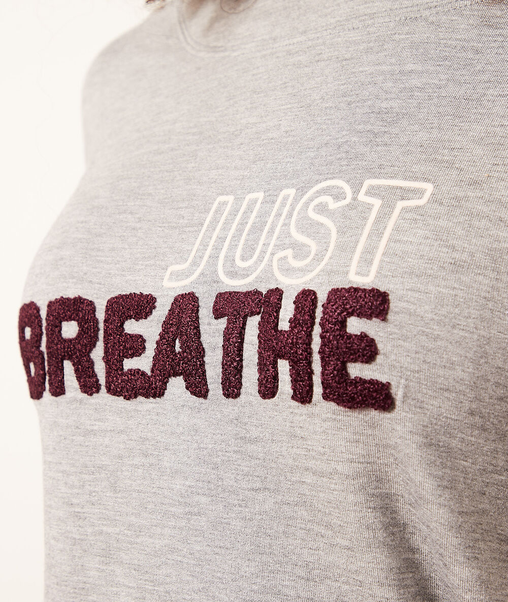 Camiseta manga larga 'just breathe' c.gris.