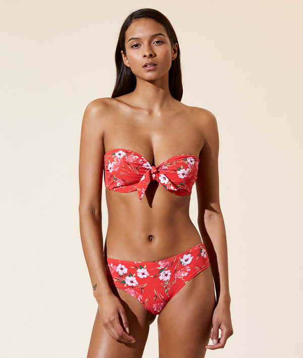 Sujetador bikini bandeau, estampado floral. Copa C-D Sujetador bikini bandeau, estampado floral. Copa C-D;${refinementColor}