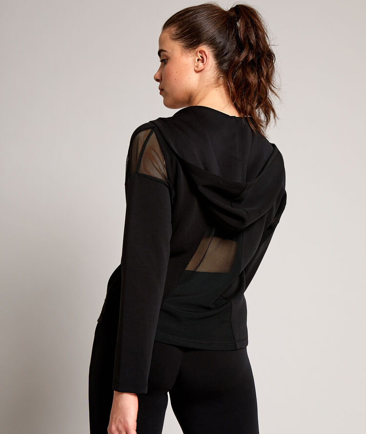 Sudadera franjas rejilla negro.