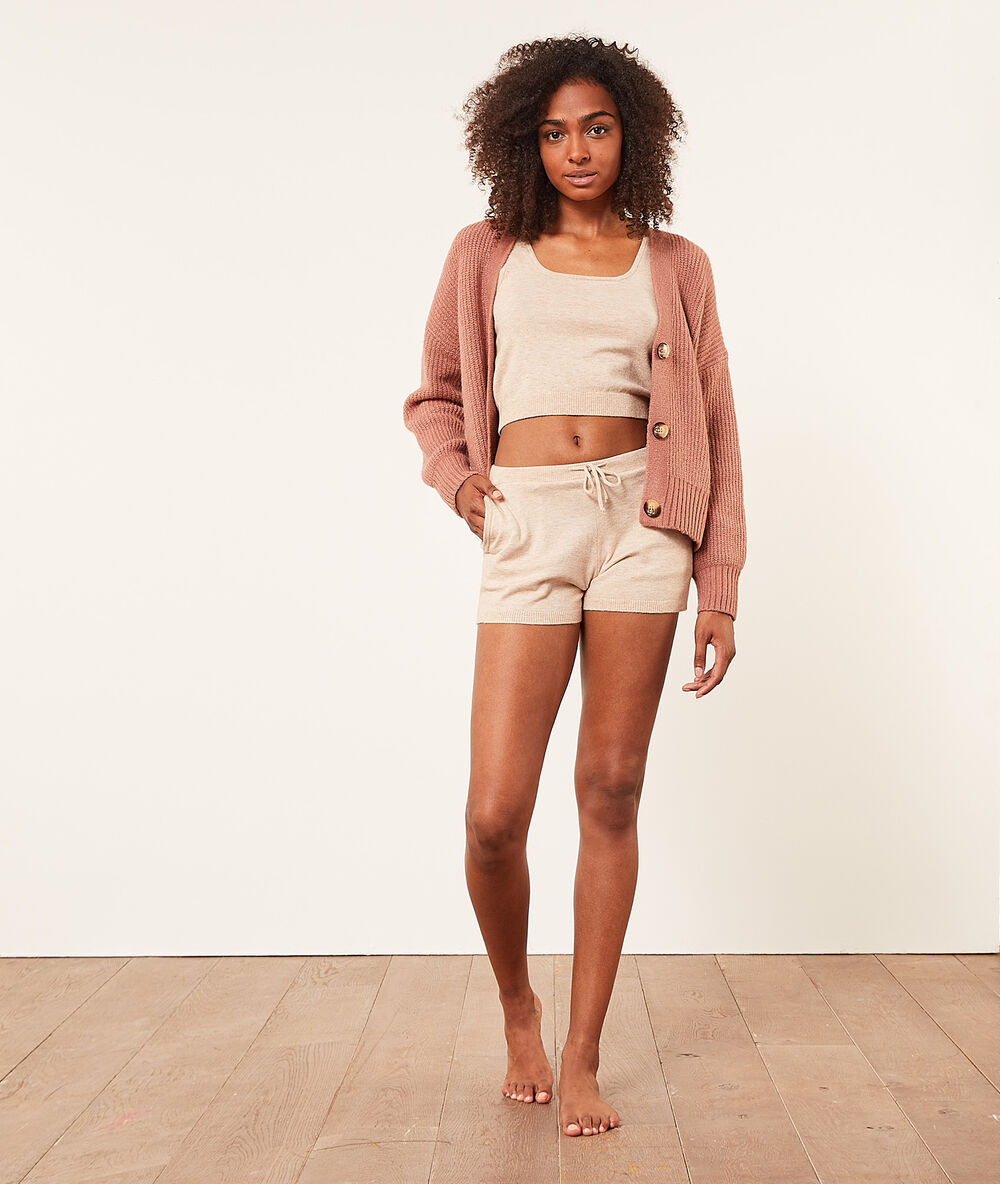 Chaqueta de punto terracota.
