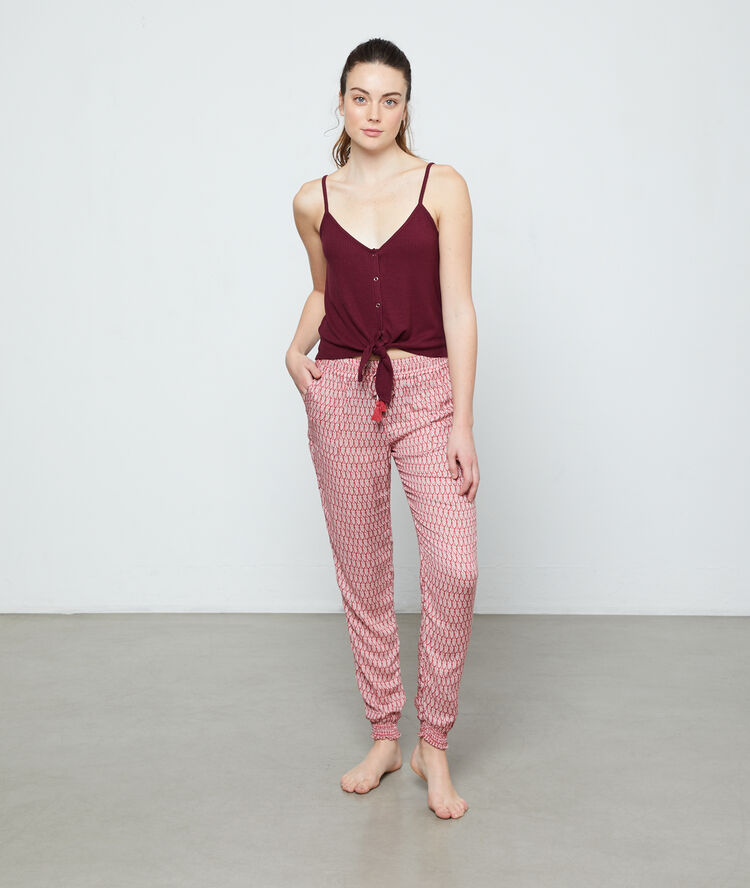 Pantalón pijama estampado rosa.