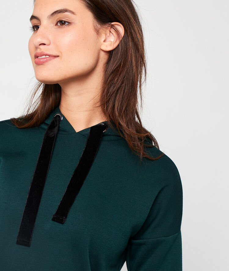 Sudadera homewear con motivos terciopelo verde.
