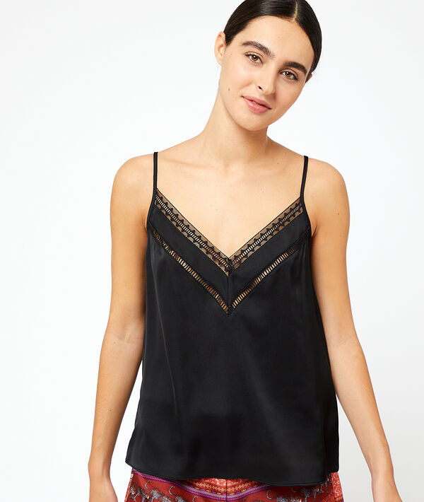 Top de satén y encaje - COCO - Lencería de noche - S - Negro - Mujer - Etam