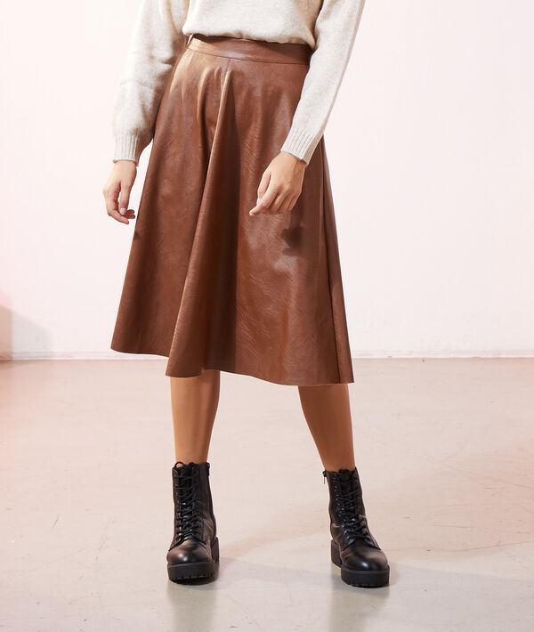 Falda midi efecto piel Falda midi efecto piel