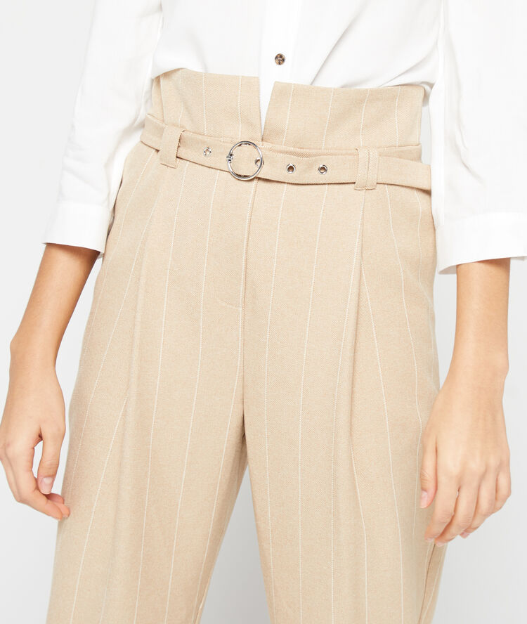 Pantalón alto con cinturón c.camel.