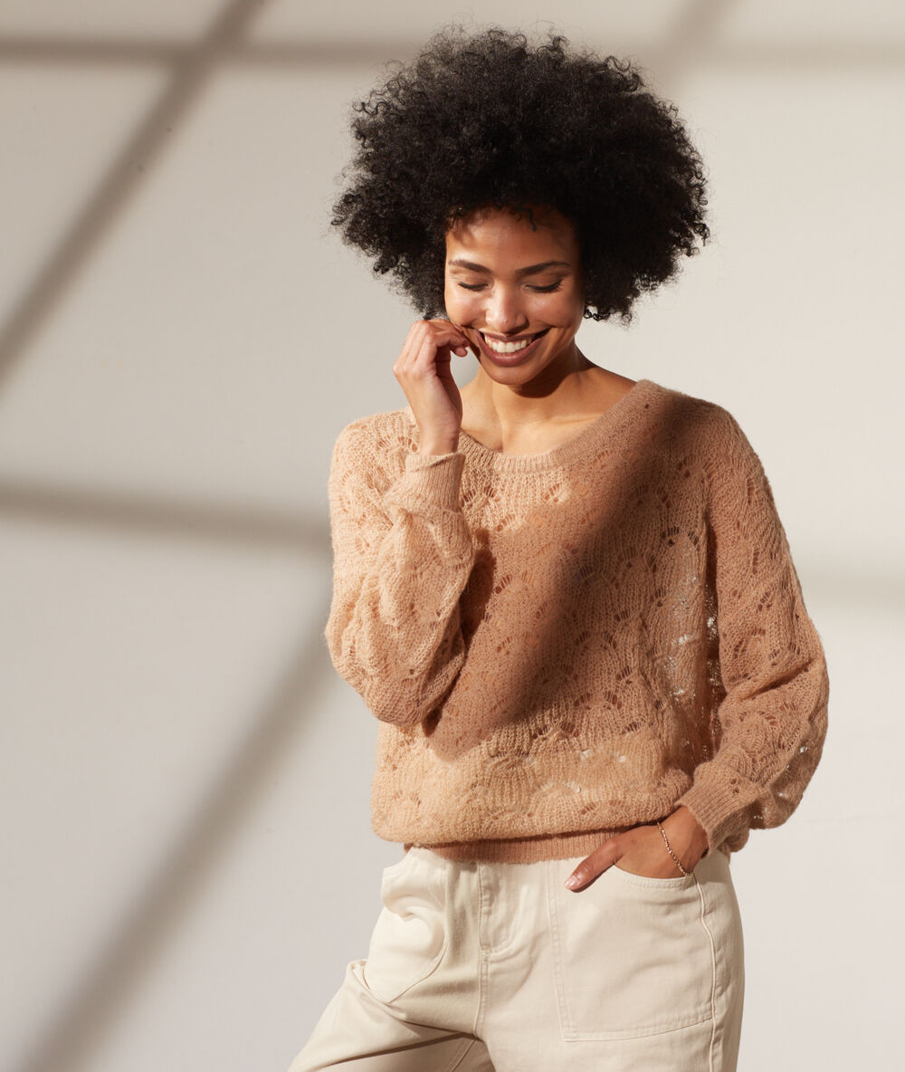Jersey de punto calado c.camel.