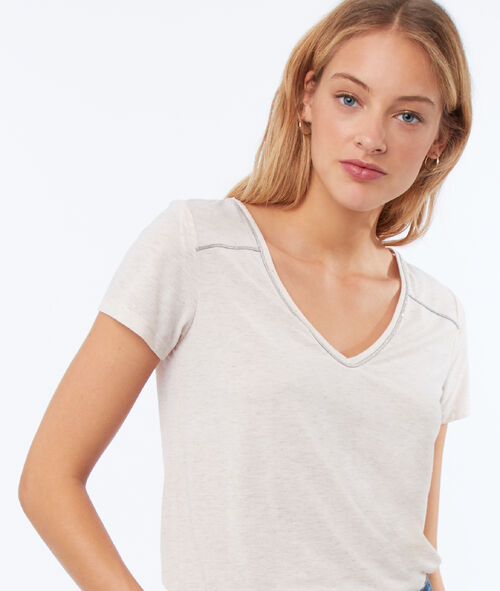 Camiseta escote en V fibras metalizadas Camiseta escote en V fibras metalizadas