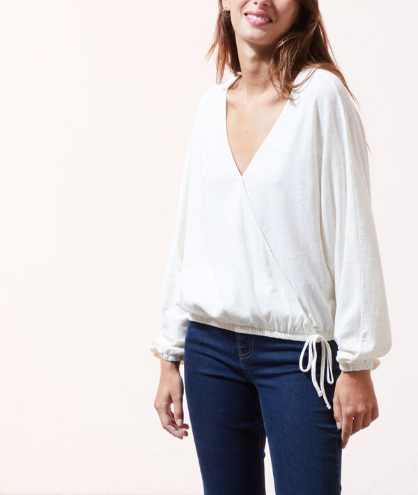 Blusa manga larga escote cruzado Blusa manga larga escote cruzado