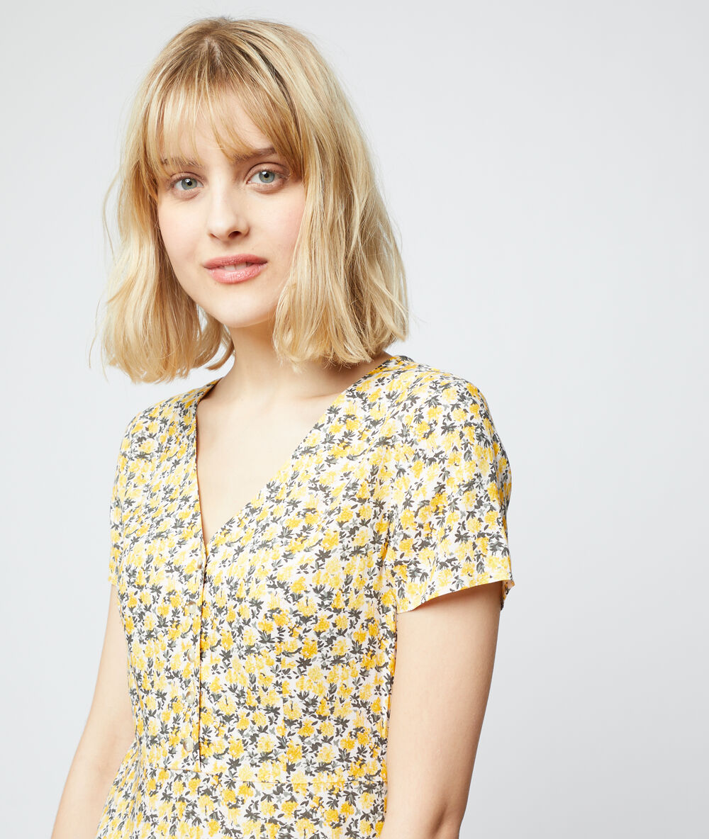 Vestido estampado floral crudo.