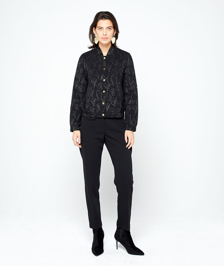 Chaqueta de hilo metalizado negro.