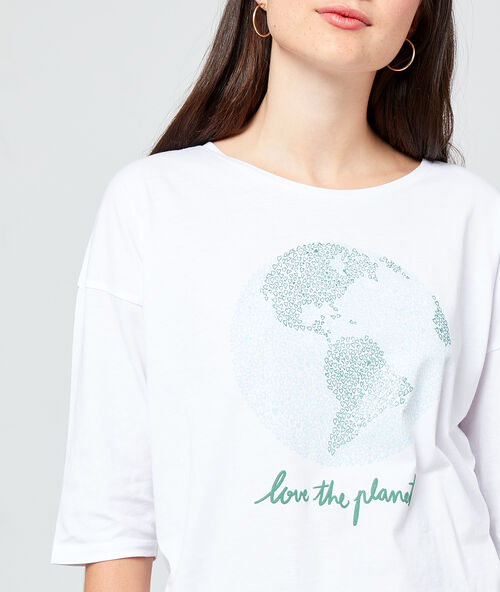 Camiseta ‘love the planet’ de algodón bio blanco.