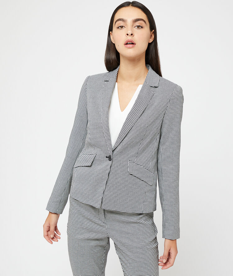 Chaqueta de sastre estampado pata de gallo negro.