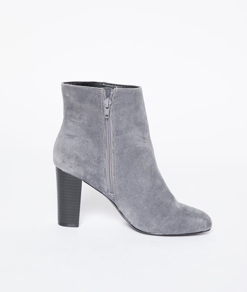 Botines de talón efecto pana c.gris.