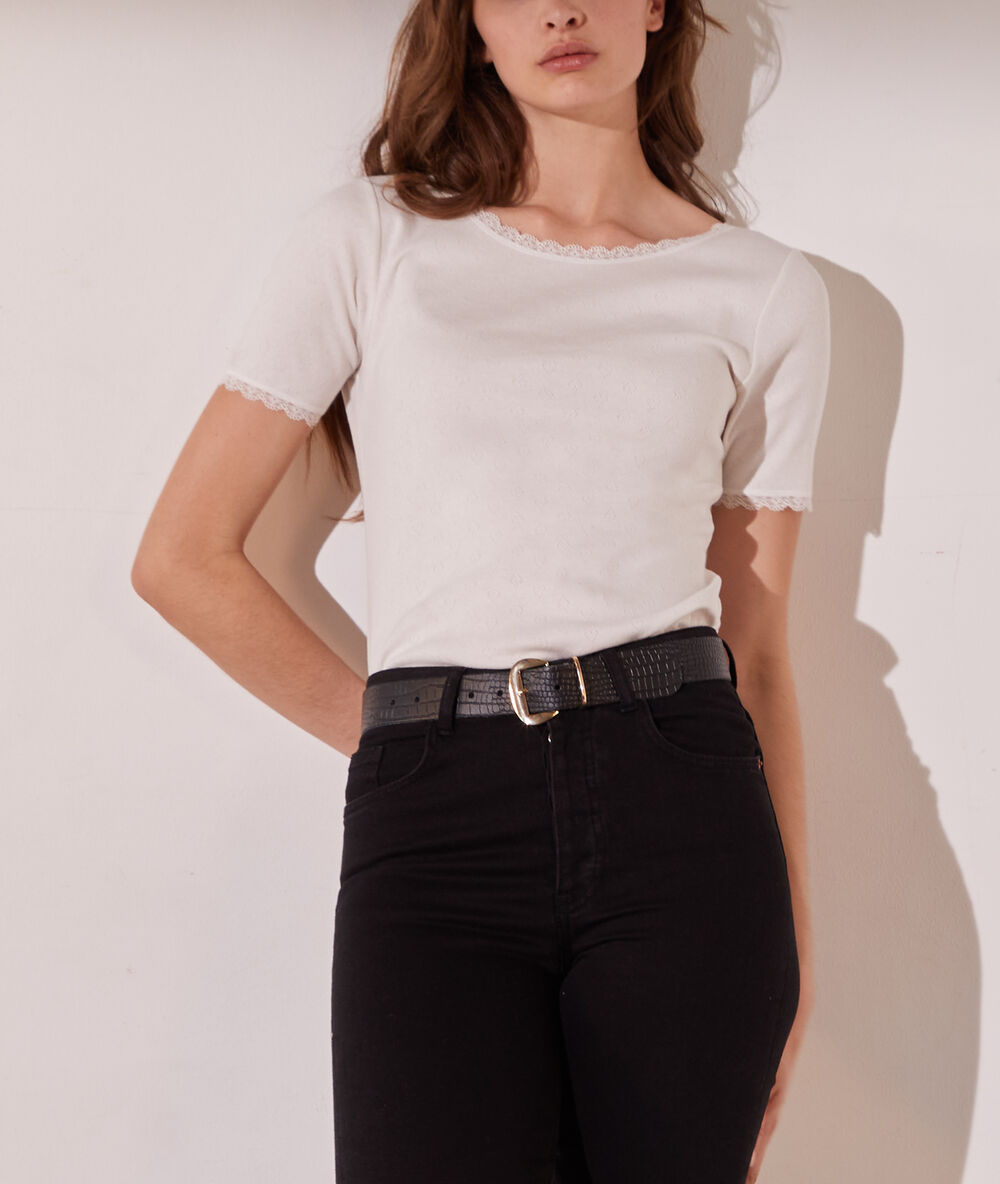 Camiseta abertura espalda crudo.