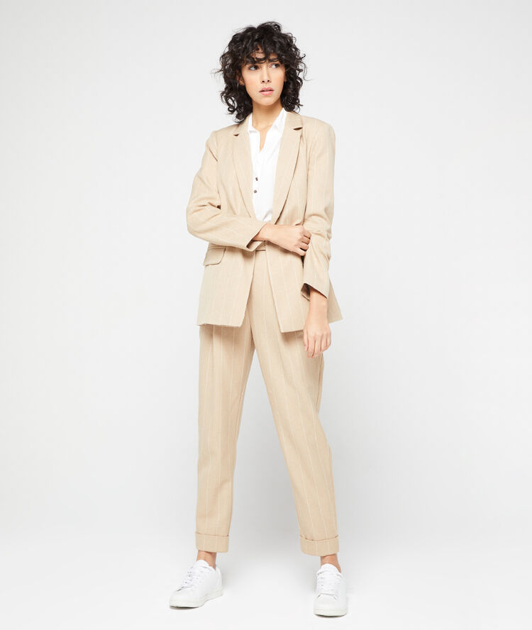 Pantalón alto con cinturón c.camel.