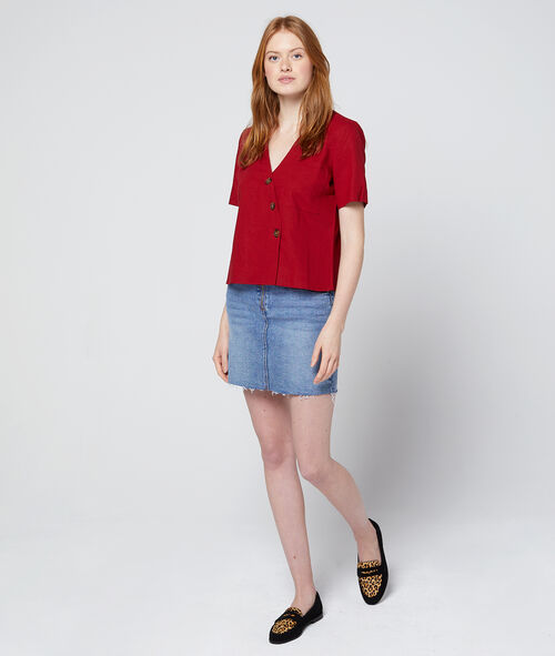 Blouse corta abotonada asimétrica Blouse corta abotonada asimétrica