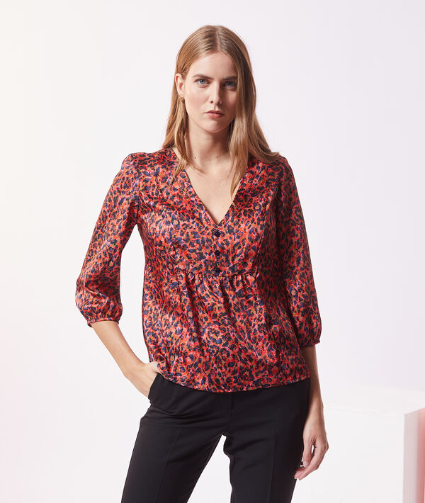 Blouse satinée imprimé fleuri Blouse satinée imprimé fleuri