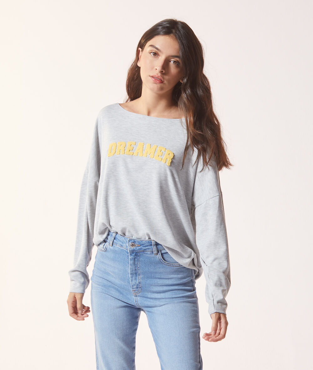 Sudadera ‘dreamer’ gris jaspeado.
