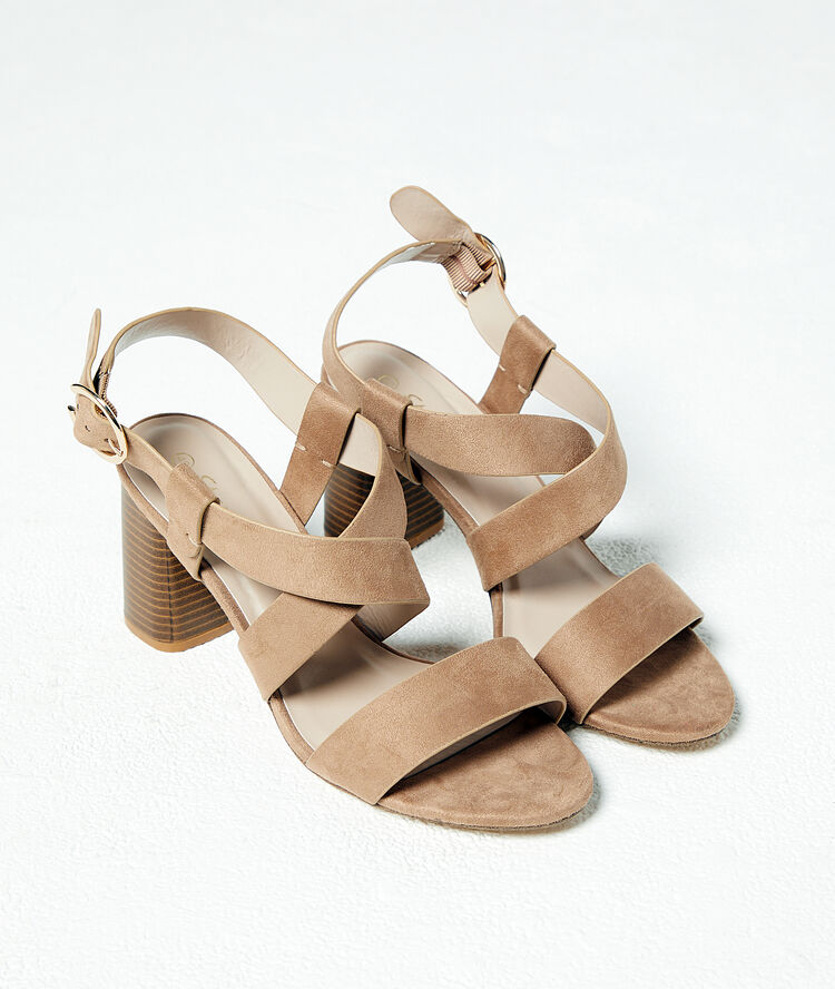 Sandalias de talón efecto ante c.beige.
